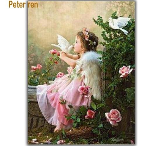 Full Diamond painting Rose angel Diy Diamond embroidery 3d square Diamond mosaic Icons paintings Indoor crafts gifts Girl pigeon