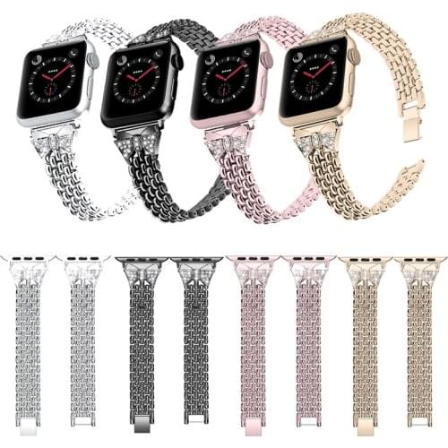 Stainless Steel Watchband For Apple Watch 5/4/3/2/1 Replacement Wristband 38MM 40 42 44 Strap Fashion Bracelet Band With Adapter