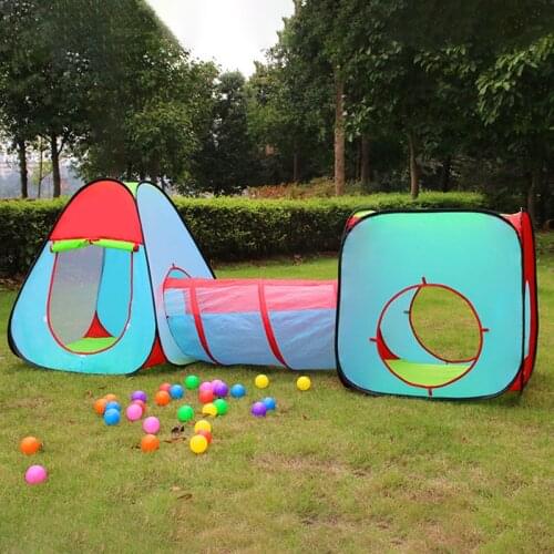 Childrens Tent With Tunnels Play House Wigwam For Children Play Toys Crawl Tunnel Tent For Kids Balls Pit Pool 3 In 1