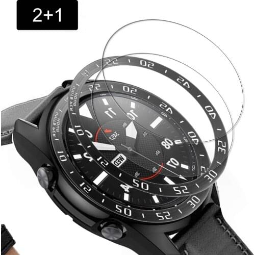 For galaxy watch 3 45mm 41mm bezel ring + film Tempered Glass Screen Protector for samsung galaxy watch 3 Bezel Loop Bumper