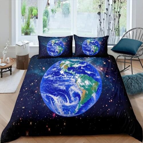 Home Textiles Luxury 3D Earth Print Duvet Cover Set 2/3 Pcs Pillowcase Kids Bedding Set AU/EU/UK/US Queen and King Size