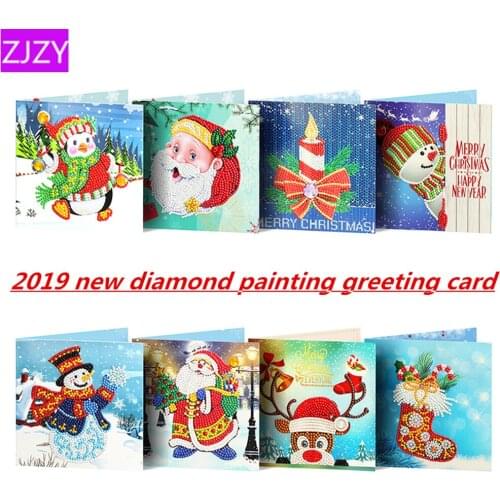 Diamond Painting Christmas Card for Girl Kids Wife Birthday Cake Greeting Card Postcards Gifts Card with Envelop Handmade Gift