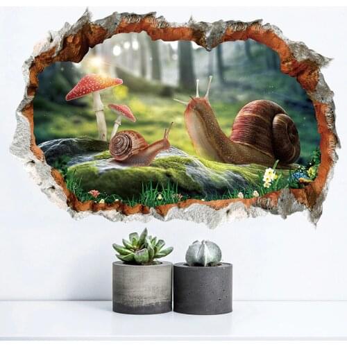 [heatboywade]3D Broken Wall Snail Wall Stickers for Nursery Bedroom Kids Room Wall Decal Wallpaper Poster Art Home Decor DC8