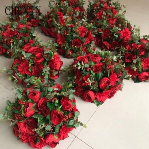 6pcs 35cm Rose Peony Flower Ball Silk Artificial Flower For Wedding Decoration T station Decor Party Hotel decoration