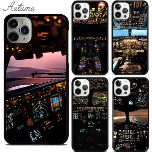 Cool Airplane Cockpit Phone Case for iPhone 11 12 Pro Max mini X XR XS SE 2020 5 6 7 8 Plus Samsung Galaxy S8 S9 S10 Cover shell