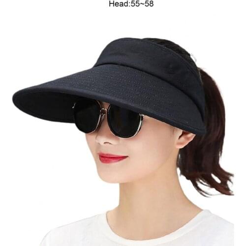 Sun Visor Hats Foldable Wide Brim Polyester Women Sun Wide Brim UV Protection Hats for Camping