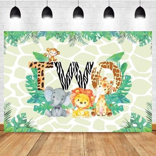 Laeacco Baby 2th Birthday Party Banner Animal Park Custom Photography Backdrop Photographic Photo Background For Photo Studio