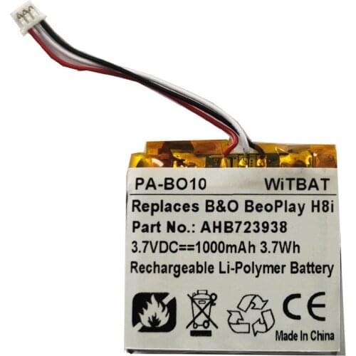 3.7V 1000mAh Li-Polymer Battery for Bang and Olufsen BeoPlay H8i Bluetooth headset battery Rechargeable Replacement AHB723938