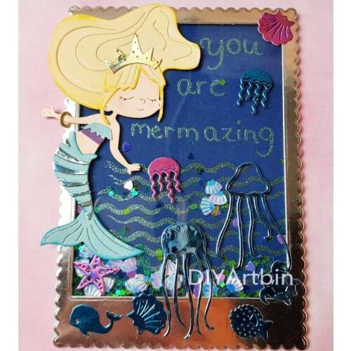 Mermaid Girl Metal Cutting Dies Birthday layering stencils for diy scrapbooking Cartoon Die Cut In Scrapbooking
