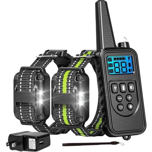 800m Pet Dog Training Collar Waterproof Rechargeable Remote Control Anti Barking Electric Shock Bark For Two Dogs