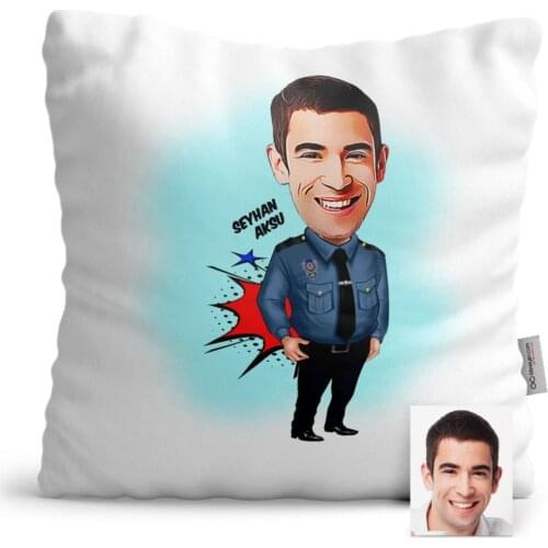 Personalized Police Cartoon Satin Pillow-4