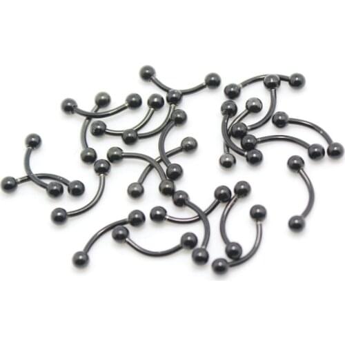 Body piercing jewelry eyebrow ring black color 10pcs curved rings