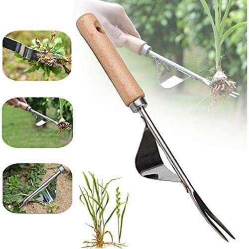 Portable Stainless Steel Manual Weeder Fork Wood Handle Garden Transplanting Digging Loose Soil Weeding Tool Garden Hand Tool