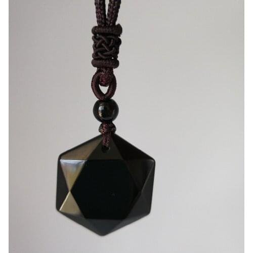 Drop shipping obsidian pendant necklace obsidian star of RongDe pendant Lucky Love Crystal Jewelry With Free Rope