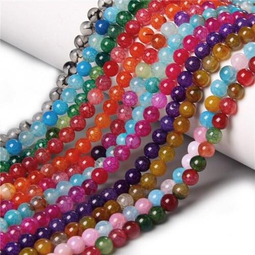 Multicolor Cracked Dragon Vein Agates 6/8/10mm Loose Spacer Beads For Jewelry Making DIY Necklace Bracelet Ear Studs Accessories