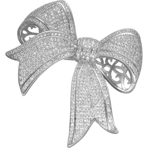 Luxury AAA Cubic Zirconia Crystal Rhinestone Bowknot Pendant Accessories For DIY Pearl Beaded Necklace Making Findings