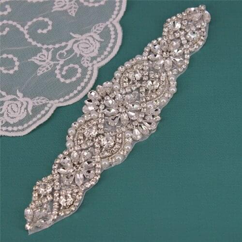 Silver Wedding Dress Belt for Bride Crystal Rhinestone Sash Wedding Belt Crystal Patch Bridal Belt for Women Dress