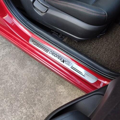 Auto Styling Car Sticker Steel Accessories For Kia Picanto Gtline Xline Gt X Line Door Sill Strip Pedal Cover Guard Scuff Plate