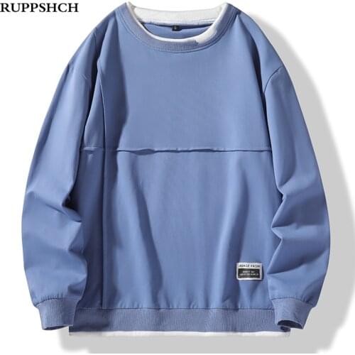 2021 Spring Autumn New Men Long Sleeve Sweatshirt Men Round Neck Pullover Solid Color High Quality Sweatshirt Men Top