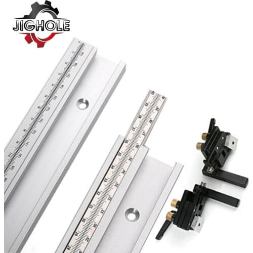 T-track 300-800mm with Wood Screws Aluminum Alloy Double Cut Profile Universal with Predrilled Mounting Holes -Woodworking Tools