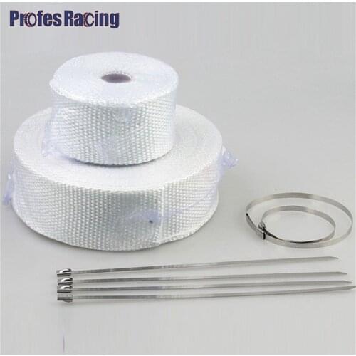 Motorcycle Exhaust Thermal Exhaust Tape Fiberglass Heat Shield Tape Cloth Roll with Stainless Ties Header Heat Wrap