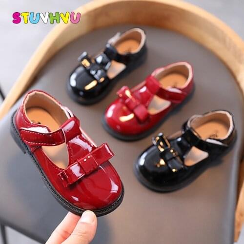 Patent Leather Girls Princess Shoes Spring and Autumn New Little Girl Single Shoes Student Casual Childrens Shoes Black Red