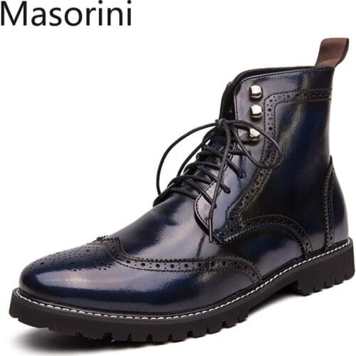 Comfortable 2020 New Mens Boots Italian Winter Men Shoes Fashion Moccasin Breathable Leather Boots Chelsea Boots Size 38-48