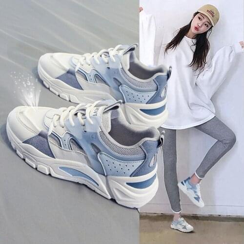 Platform Sneakers Pink Shoes Woman 2021 Sneakers Casual Patchwork Wedge Sneakers Women Shoes Ladies Spring/Autumn Shoes