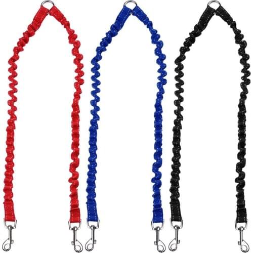 1 Pcs Pet Dog Lead Leash Traction Rope Splitter 1 to 2 Double Way Elastic Outdoor LBShipping