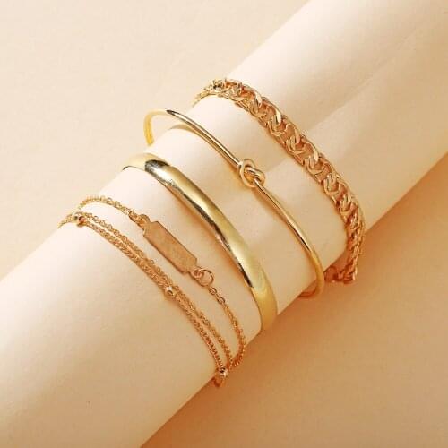 10Set/lot Gold Color Metal Chain Link Creative Bracelet Set Bangle 2020 New Fashion Punk Bangle Bracelet Women Party