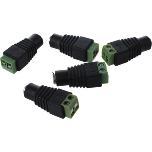 10Pcs DC Power Cable Female Plug Connector Adapter Jack 5.5*2.1mm to connection for Single Color LED Strip CCTV Cameras