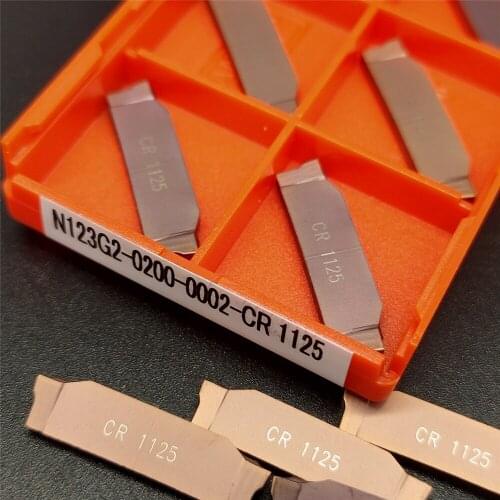 10PCS N123G2-0200-0002-CR1125 TF 4225 Grooving Carbide Inserts N123G2 Lathe Cutter Turning Tool Parting and Grooving Tool
