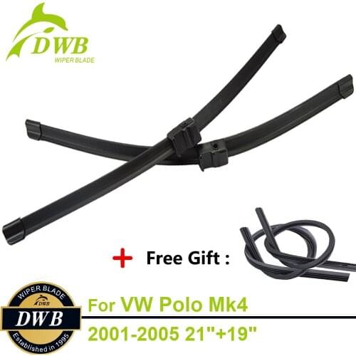 2PCS ECO Wiper Blades for Volkswagen Polo Mk4 2001-2005 21"+19", Free Gift 2Pcs Rubbers, Expert Fit Windshield Wipers
