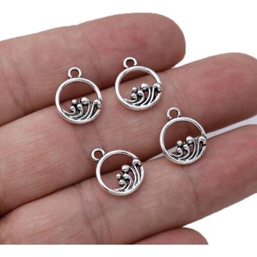 20PCS Antique Silver Plated Wave Charm Pendant Jewelry Making Bracelet Necklace DIY Earrings Accessories Craft