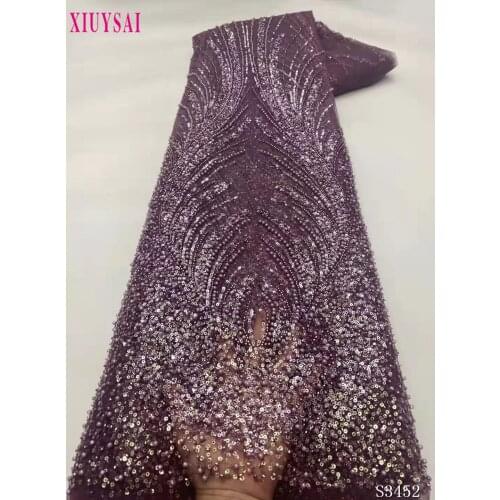 2021 Velvet Sequin Net Lace High Quality Wine Red Sequin Latest Embroidery Fabric Party Asoebi Nigeria African Lace