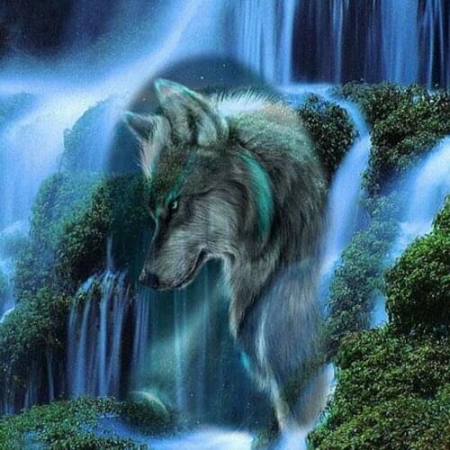 Choonice Daimond Painting Wolf And Waterfall 3D DIY Diamond Embroidery Sale For Home Decoration Diamond Painting Wolf