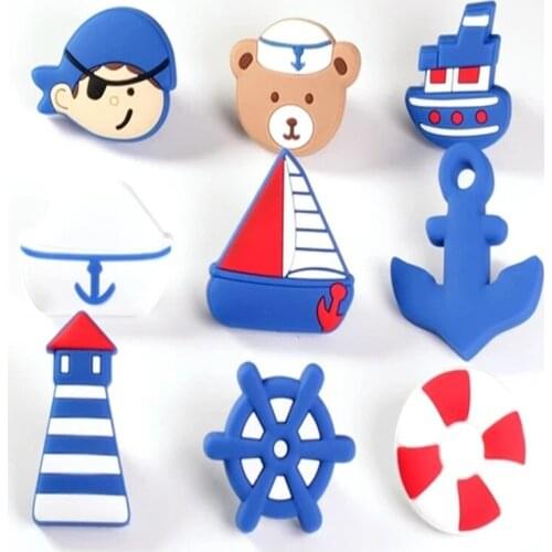 Free shipping 2pcs Cartoon Soft Rubber Cabinet Handles Nautical Series Knobs Style Children Room Drawer Door Pulls Furniture Ha