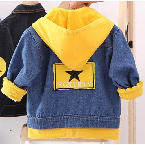 Boy girl Denim Jackets kids jeans coat Children splice Outerwear clothing Spring Autumn boy hooded sport Clothes For 1-6T kids