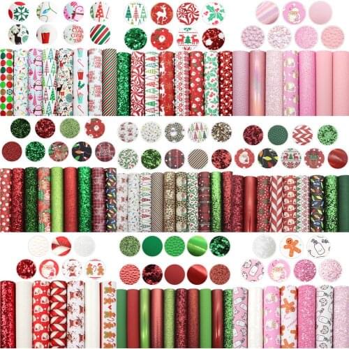 20*33cm Chrstmas Faux Synthetic Leather Set Fabric For Hair Bows Earring Bags Crafts DIY Handmade,1Yc20467