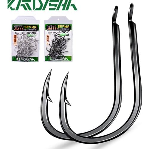 KATYUSHA 30Pcs High Carbon Steel Offset Barbed Fishhooks 11#-20# Flat Carp Fishing Hooks Single Jigging Hooks Accessories Tackle