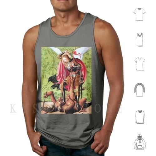 St. Michael Archangel , Devil And Justice Tank Tops Vest 100% Cotton St Michael Christian Religion