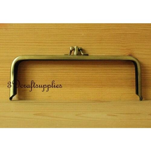 Metal purse frame glue on clasp clip anti brass 6 1/2 inch X 2 1/4 inch Y42