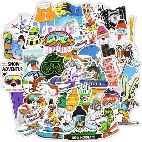 50PCS Winter Ski Stickers Winter Sports Vinyl Stickers for Macbook Computers Laptop Phone Notebook Luggage Waterproof PVC Decals