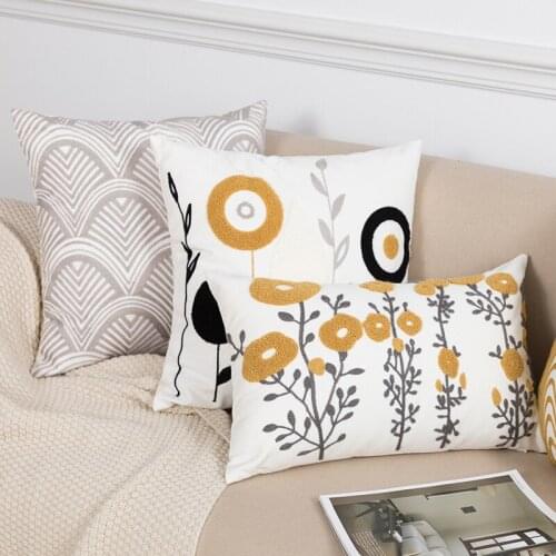 Embroidered Cushion Cover 45x45cm Nordic Style Throw Pillow Cover for Living Room Tassel Funda Almohada Home Chair Sofa Decor
