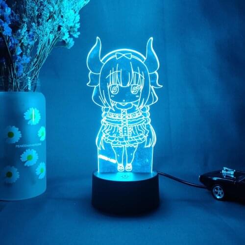 Kawaii 3D Anime Night Lamp Miss Kobayashis Dragon Maid Figurine Silhouette Laser Engraved Acrylic LED Upward Lighting Room Deco