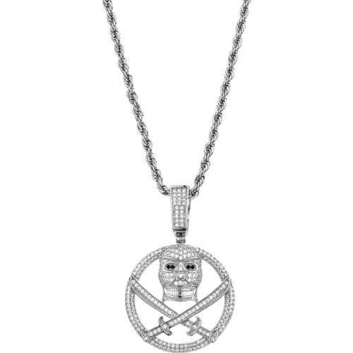 2021 New Fashion Hip Hop Sweater Chain Mens Skull Pendant Suitable for Mens Wild Catwalk Live Jewelry Accessories D-046