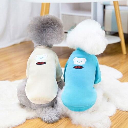 Wholesale New Autumn Winter Dog Clothes For Small Dogs Boy Girls Teddy Blue Warm Sweater Coat Costume Puppy Outfit Pet Clothing