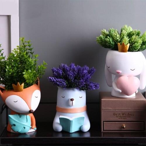 Resin Cartoon Animals Flower Pot Modern Home Decoration Accessories Balcony Succulent Green Plants Pots Garden Decorations Gifts