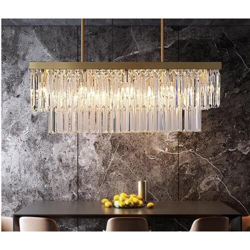 Post modern crystal restaurant chandelier rectangular light luxury crystal lamp simple atmosphere creative household LED lamps
