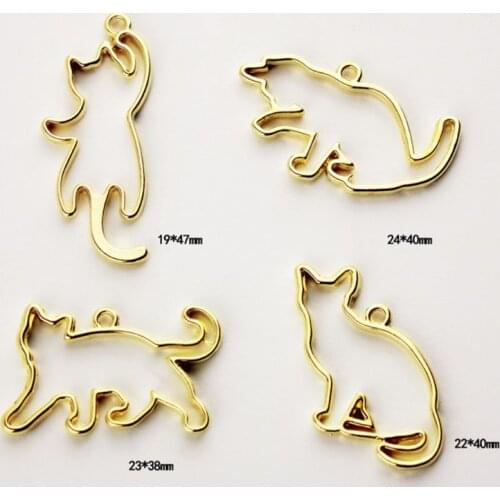 R2LE 11pcs/set Cat Metal Frame Pendant Bezel Setting UV Resin Charm Jewelry Casting Craft DIY Mold